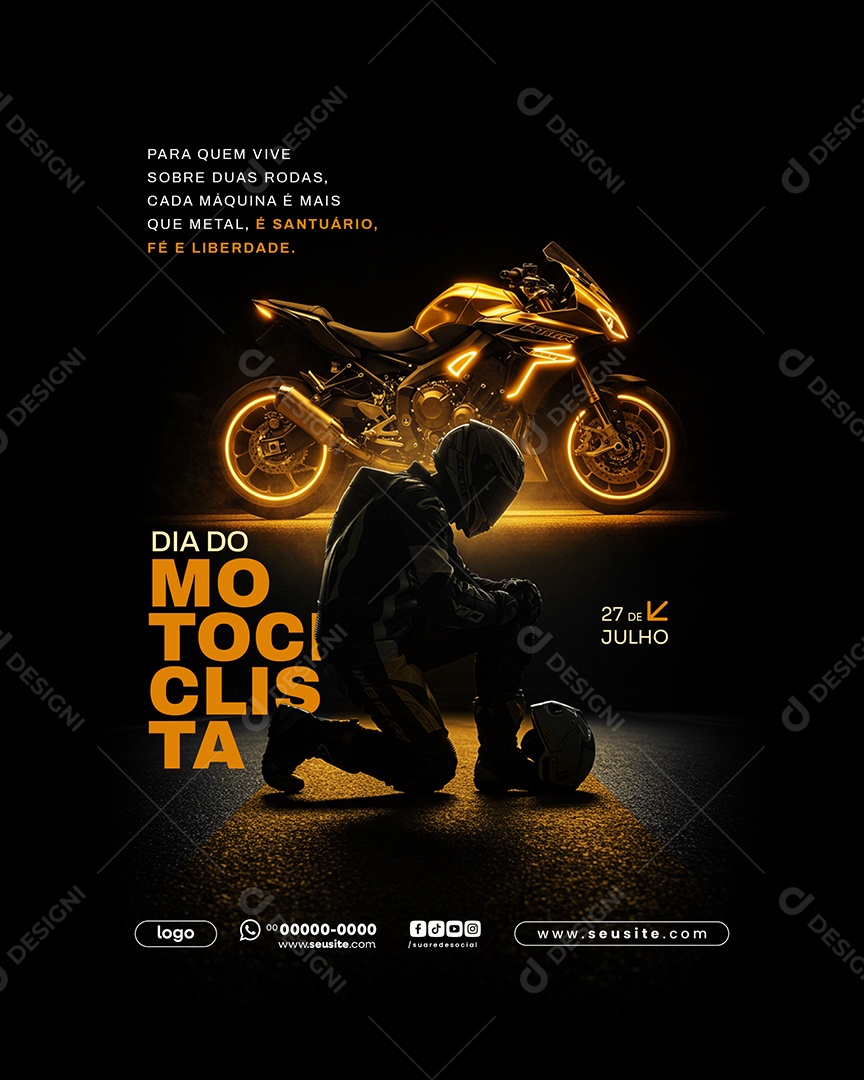 Dia do Motociclista Dia 27 de Julho Social Media PSD Editável
