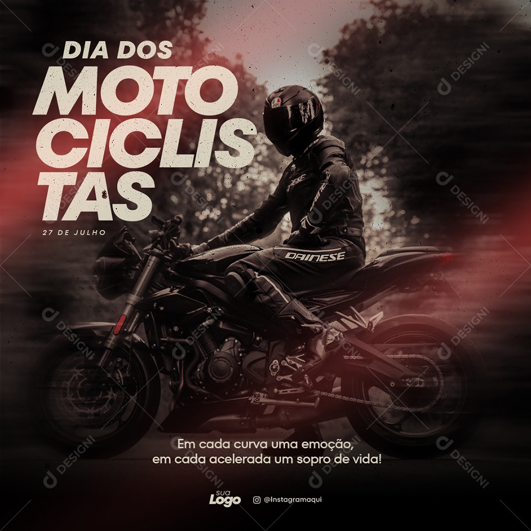Dia do Motociclista Dia 27 de Julho Social Media PSD Editável