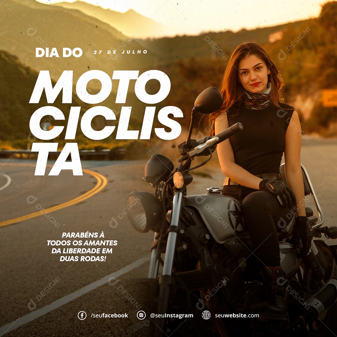 Dia do Motociclista Dia 27 de Julho Social Media PSD Editável