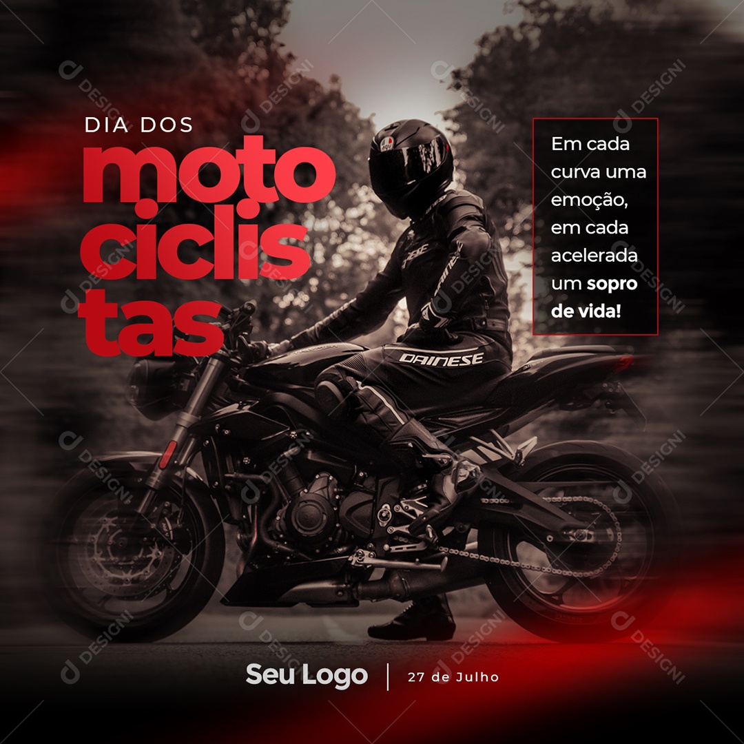 Dia do Motociclista Dia 27 de Julho Social Media PSD Editável