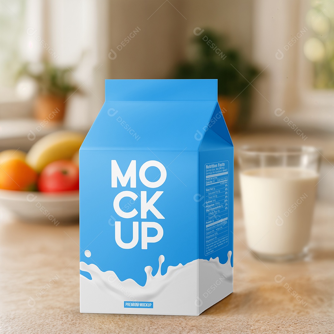 Embalagem de Caixa de Leite PSD Editável Mockup