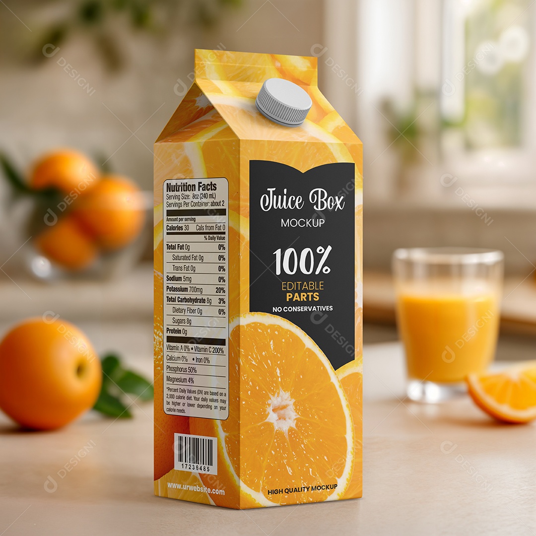 Caixa de Suco PSD Editável Mockup