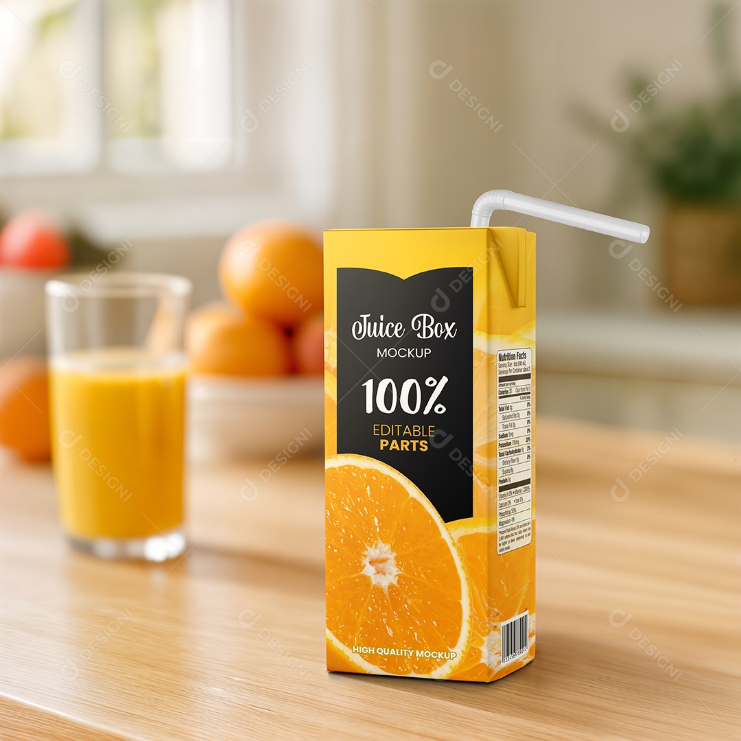 Caixa de Suco PSD Editável Mockup
