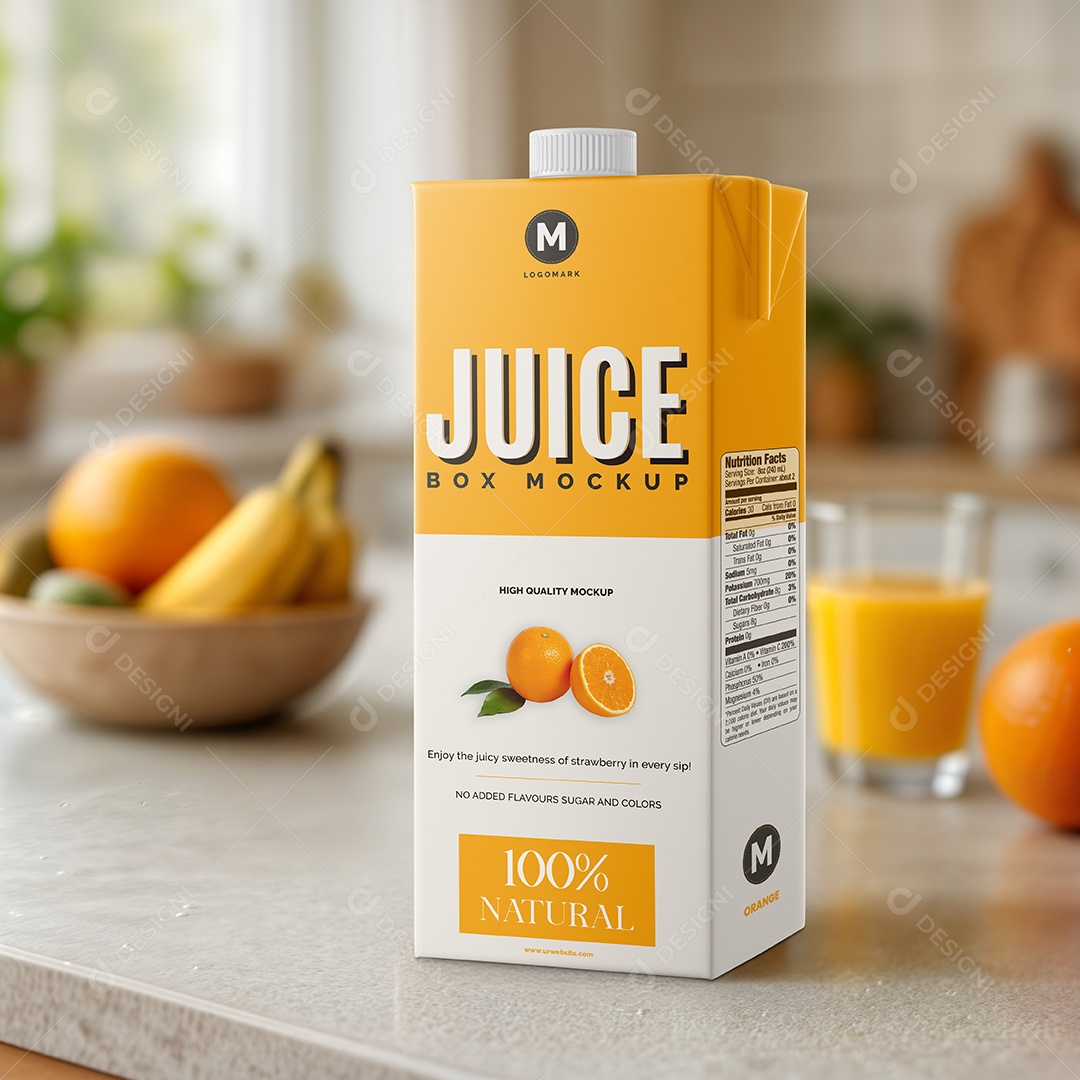 Caixa de Suco PSD Editável Mockup