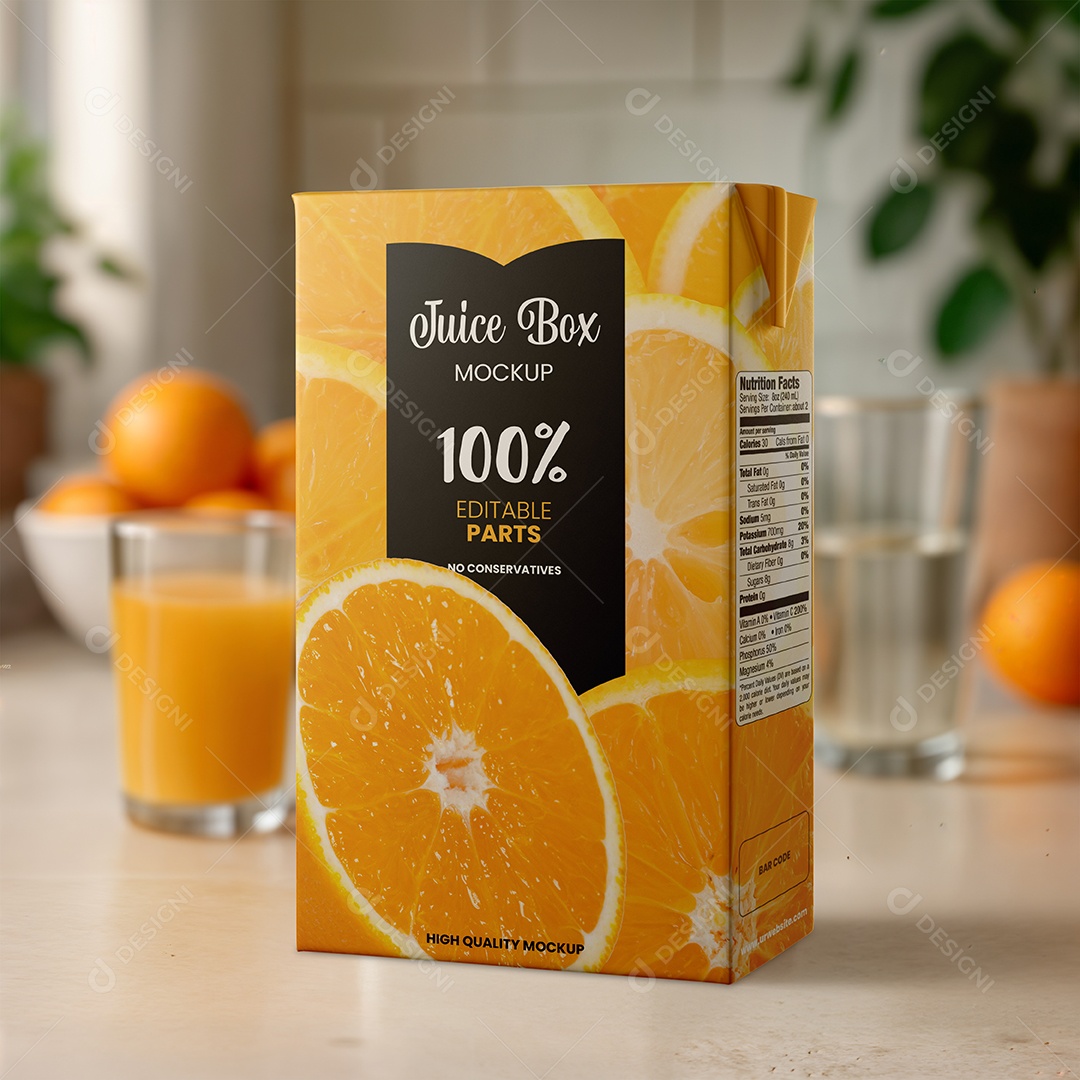 Caixa de Suco PSD Editável Mockup