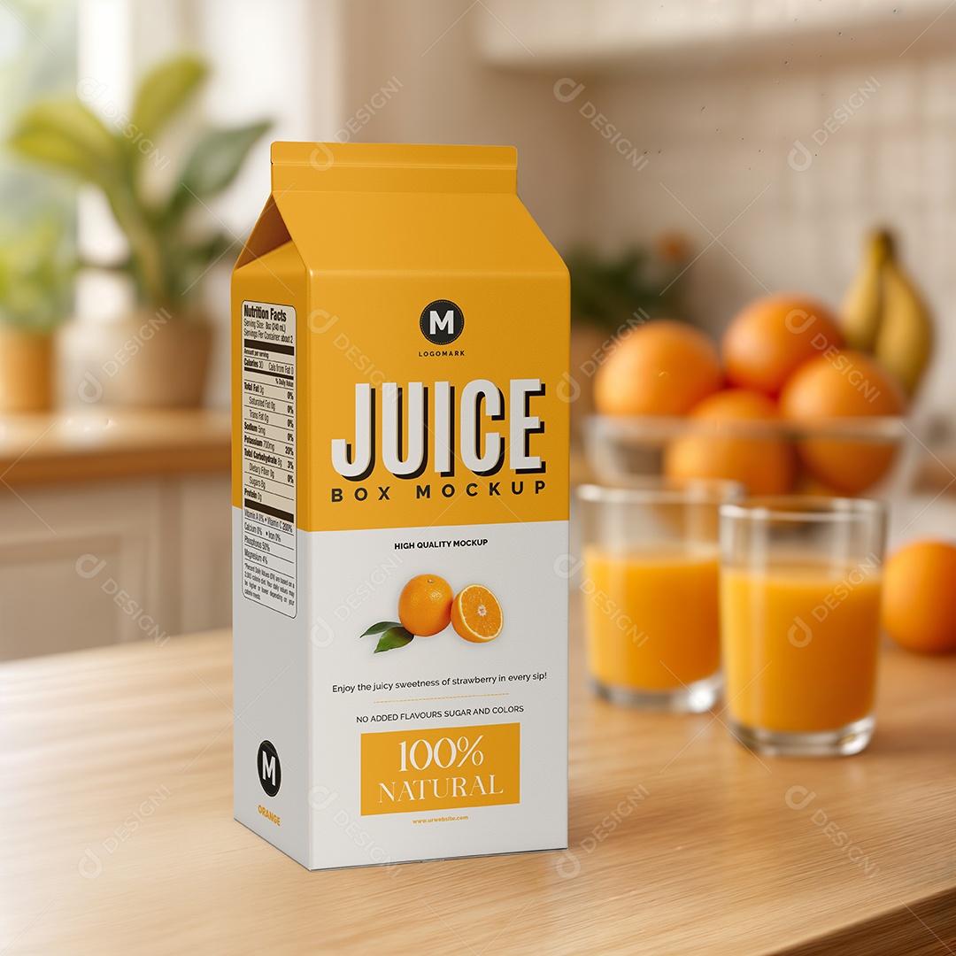 Caixa de Suco PSD Editável Mockup