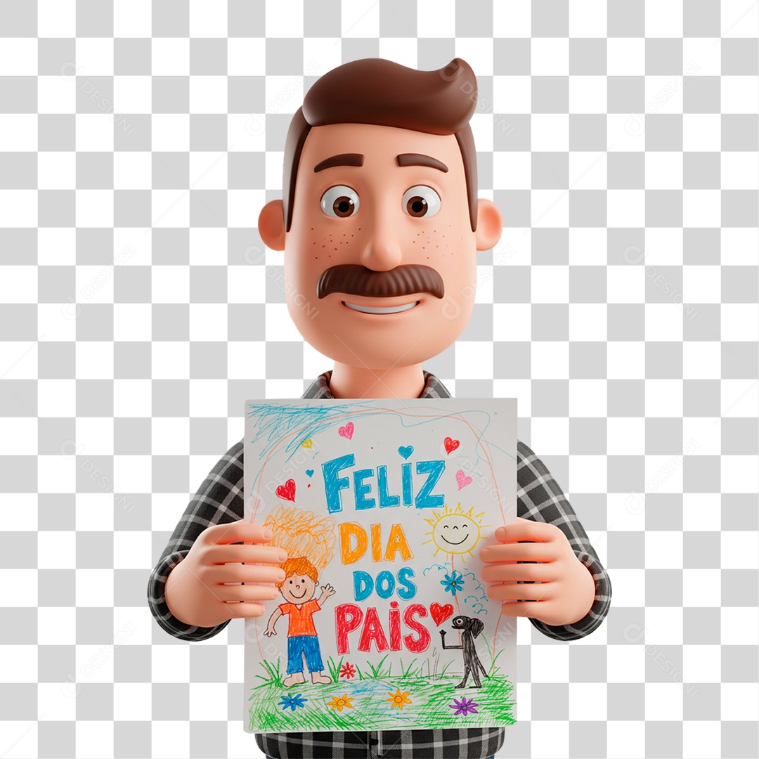 Personagem Homem Segurando Cartaz PNG Transparente