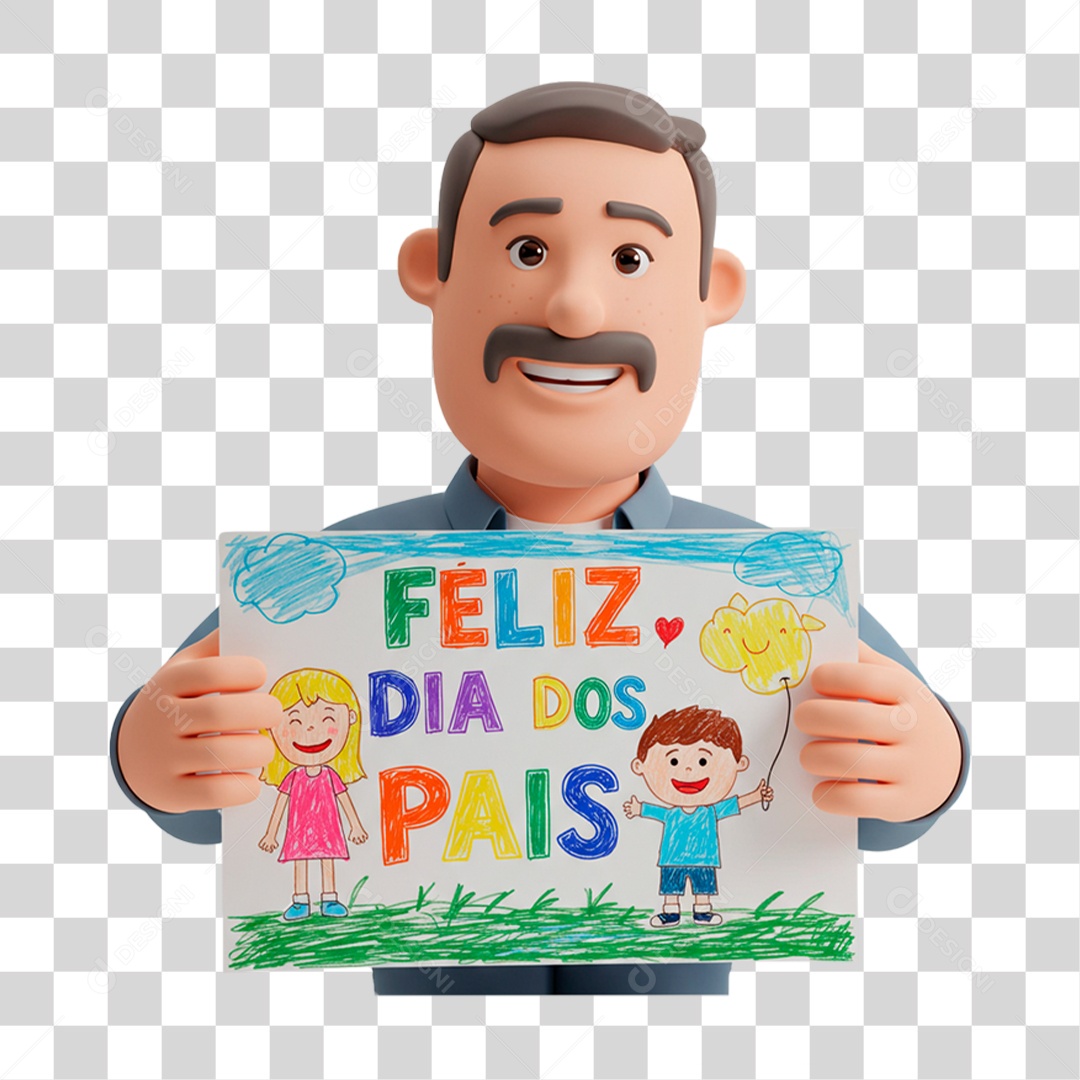Personagem Homem Segurando Cartaz PNG Transparente
