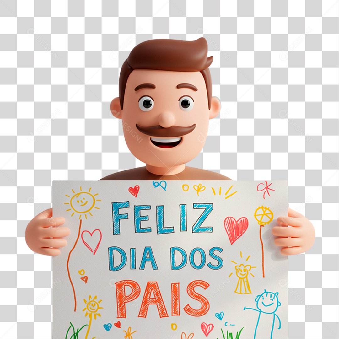 Personagem Homem Segurando Cartaz PNG Transparente