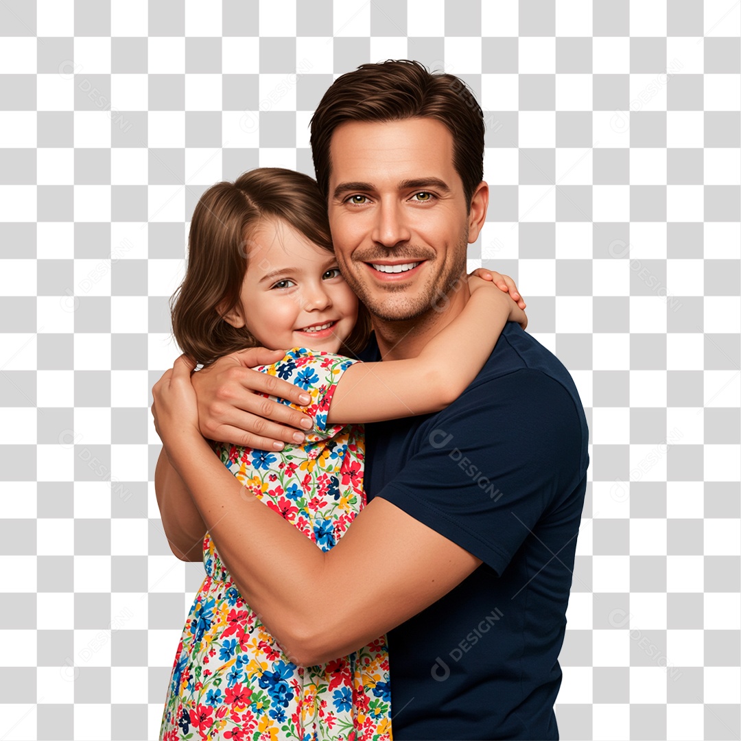 Pai e Filha Sorrindo PNG Transparente