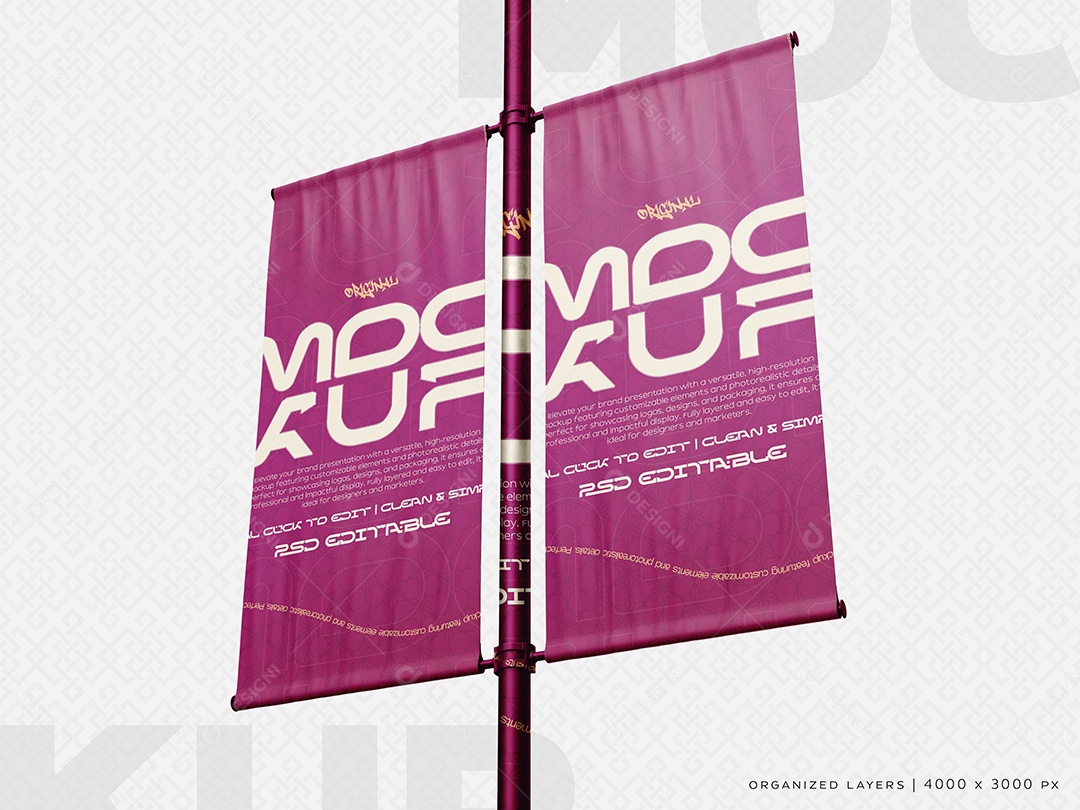 Mockup Banner De Bandeira PSD Editável