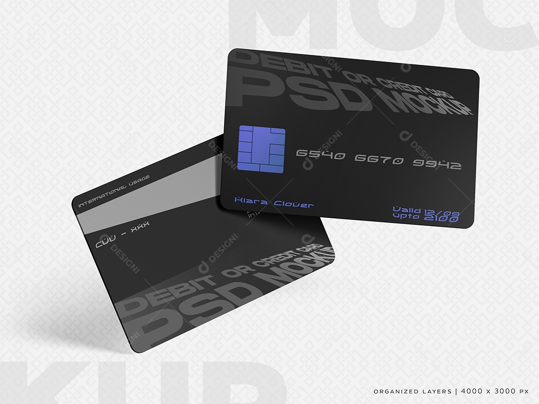 Mockup de Cartões de Crédito e Débito PSD Editável