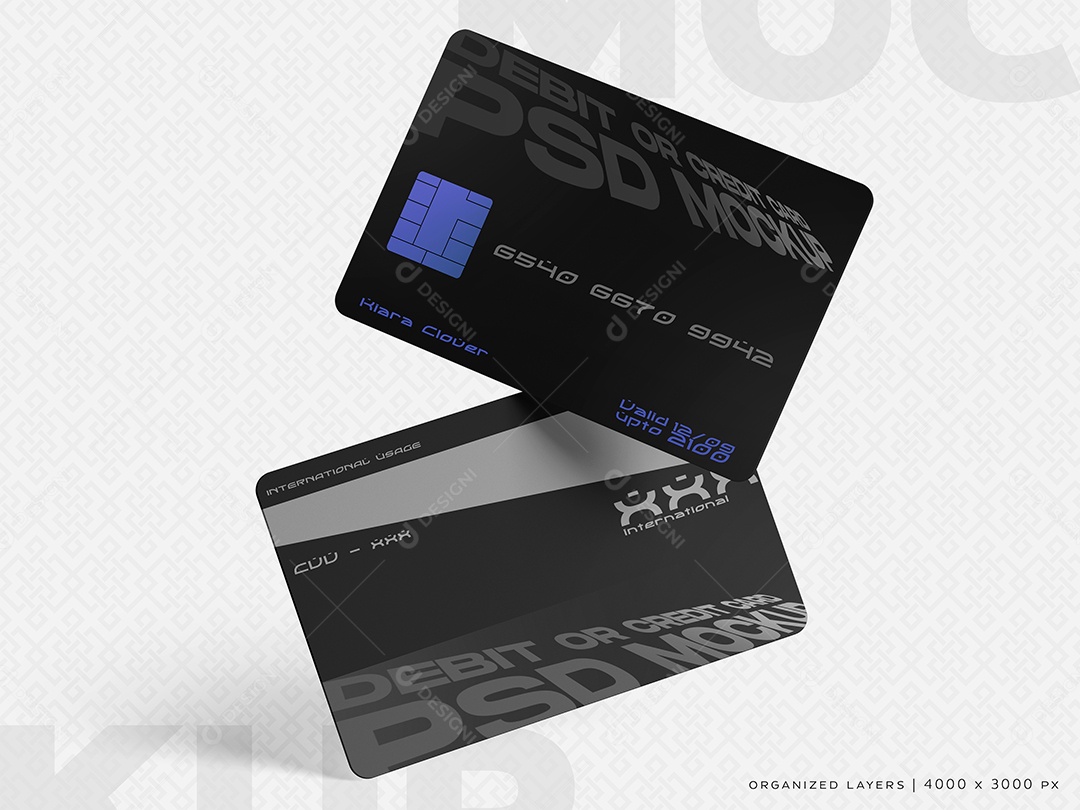 Mockup de Cartões de Crédito e Débito PSD Editável