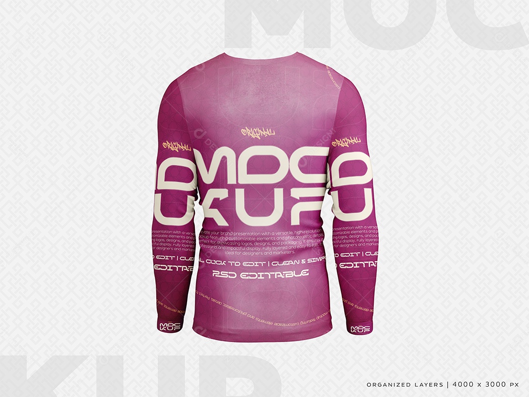 Camisa Manga Longa Mockup PSD Editável