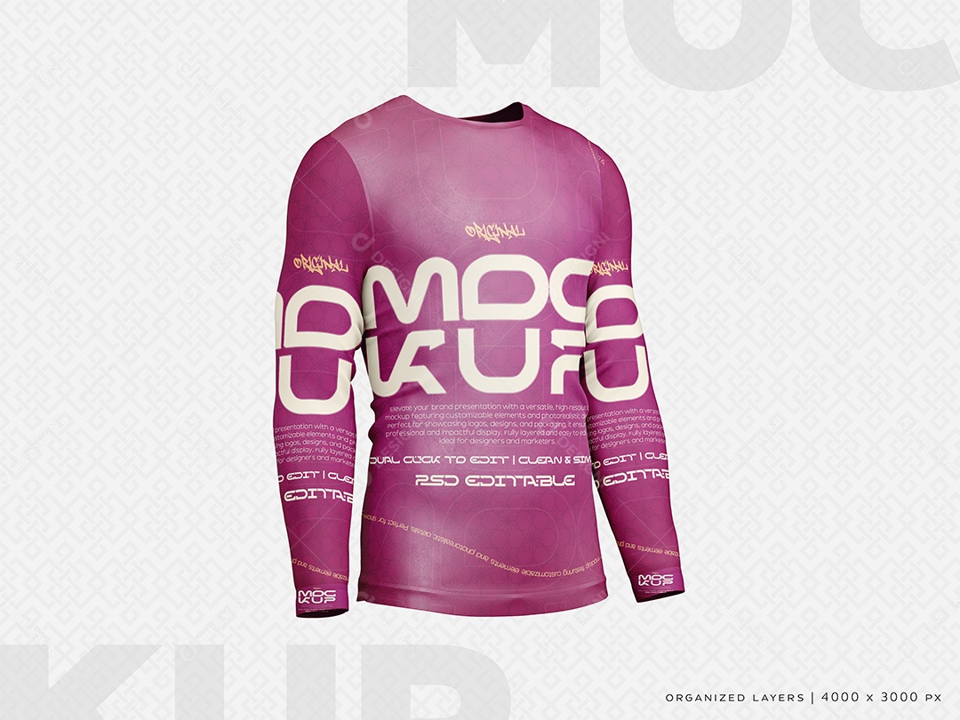 Camisa Manga Longa Mockup PSD Editável