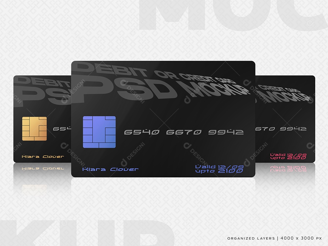 Mockup de Cartões de Crédito e Débito PSD Editável