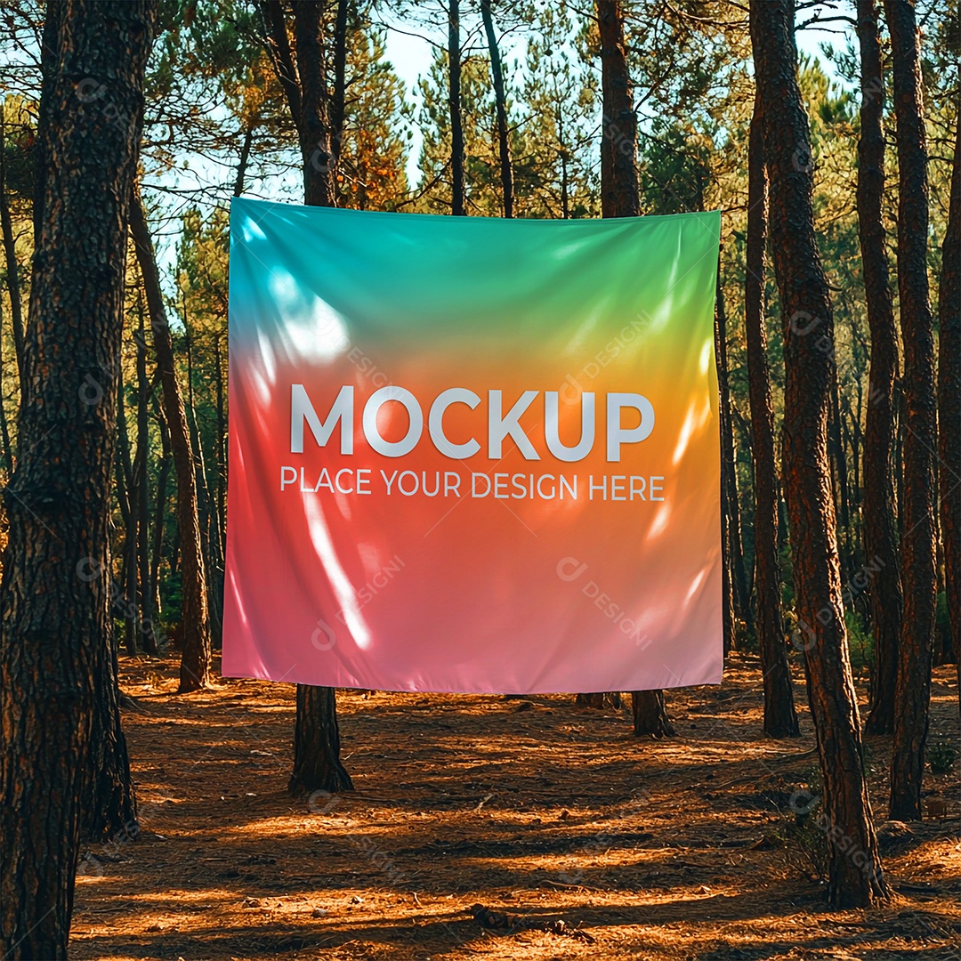 Mockup de Bandeira PSD Editável