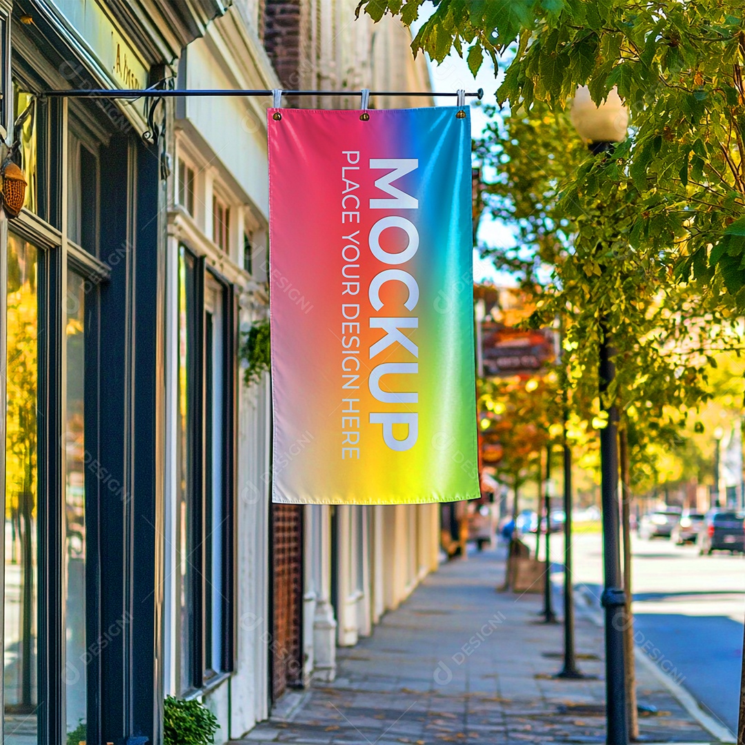 Mockup de Bandeira PSD Editável