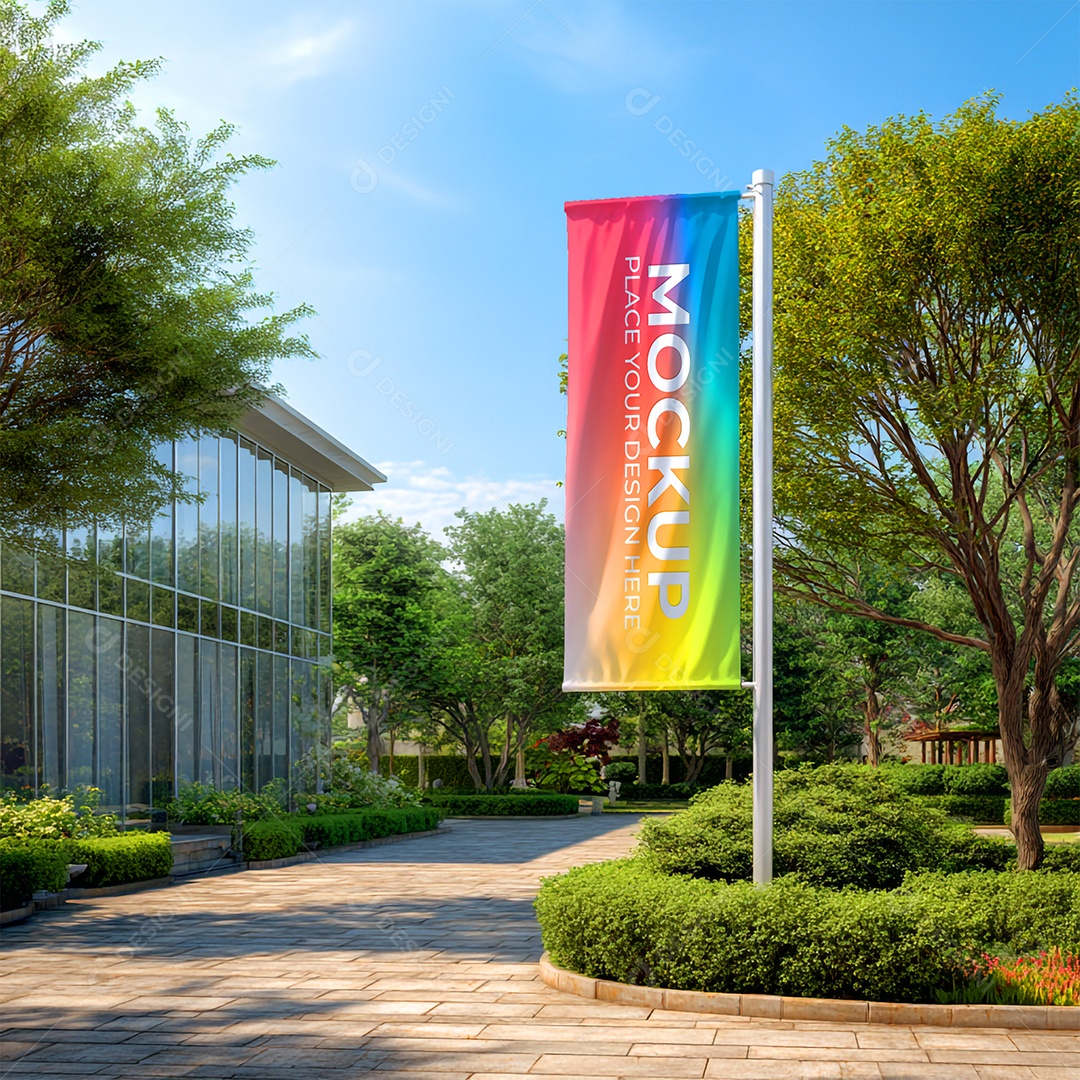 Mockup de Bandeira PSD Editável