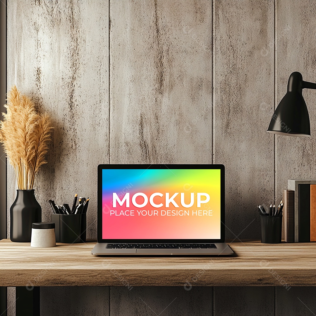 Notebook Mockup Comunicação Tecnologia Internet Frente PSD Editável