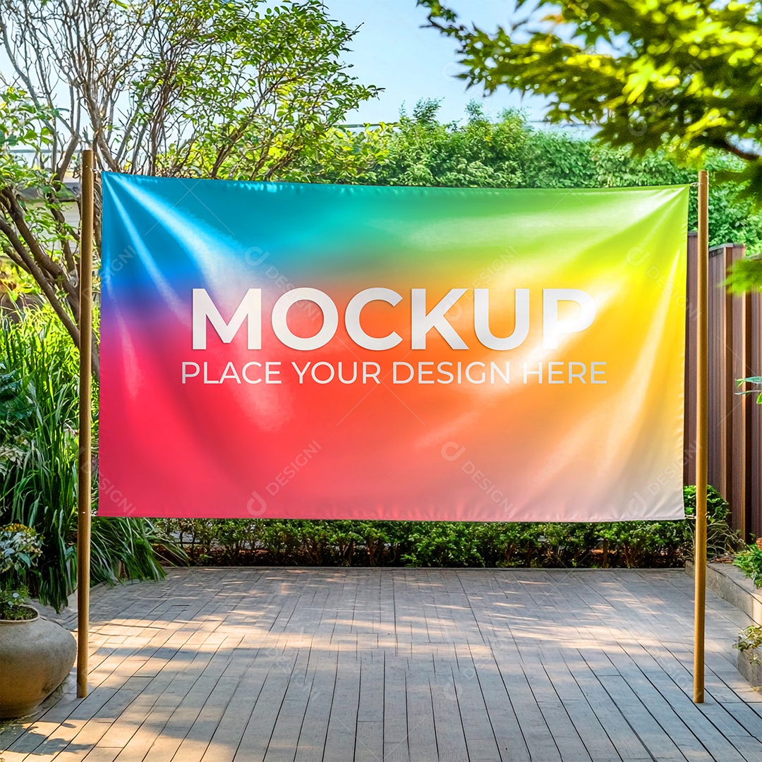 Mockup de Bandeira PSD Editável