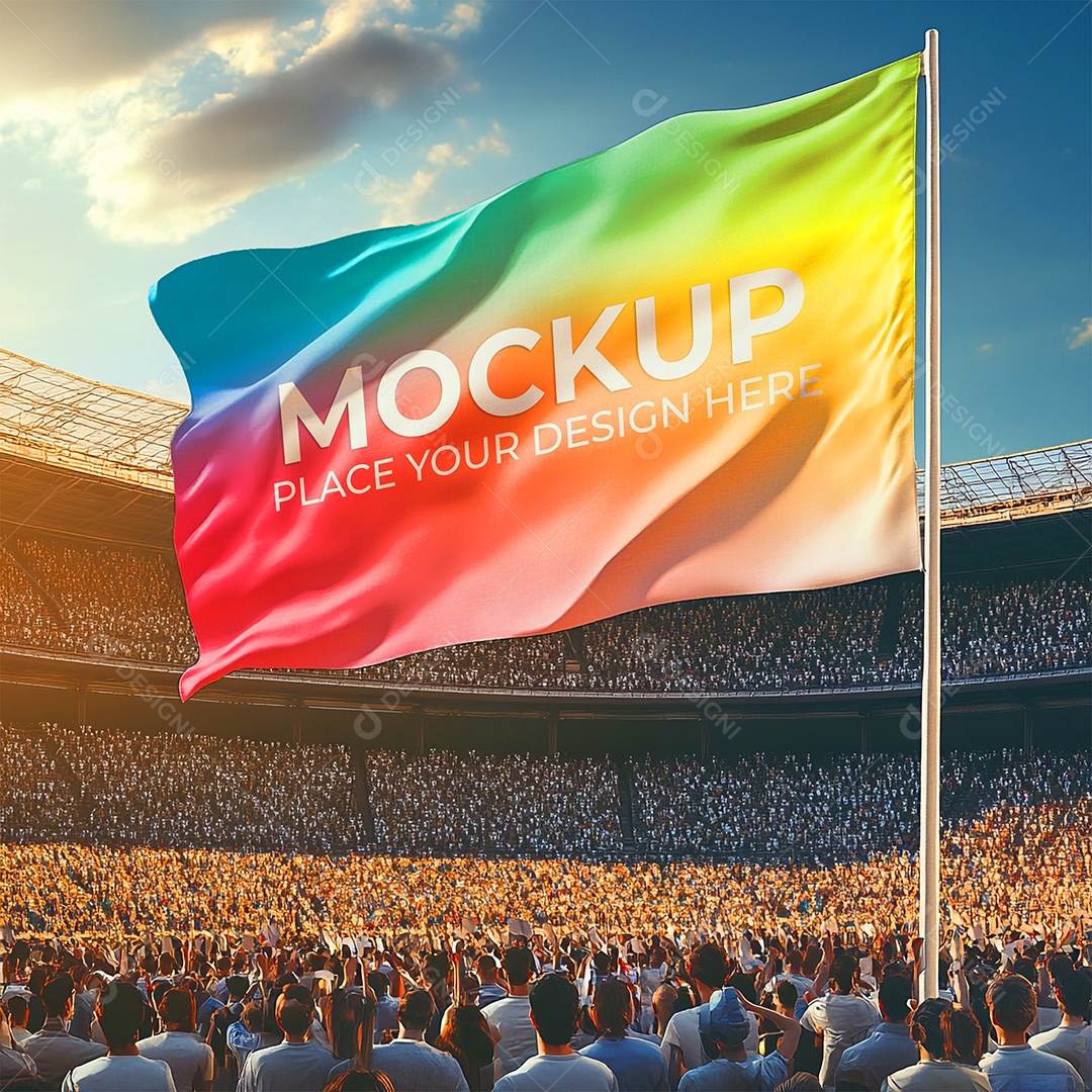 Mockup de Bandeira PSD Editável