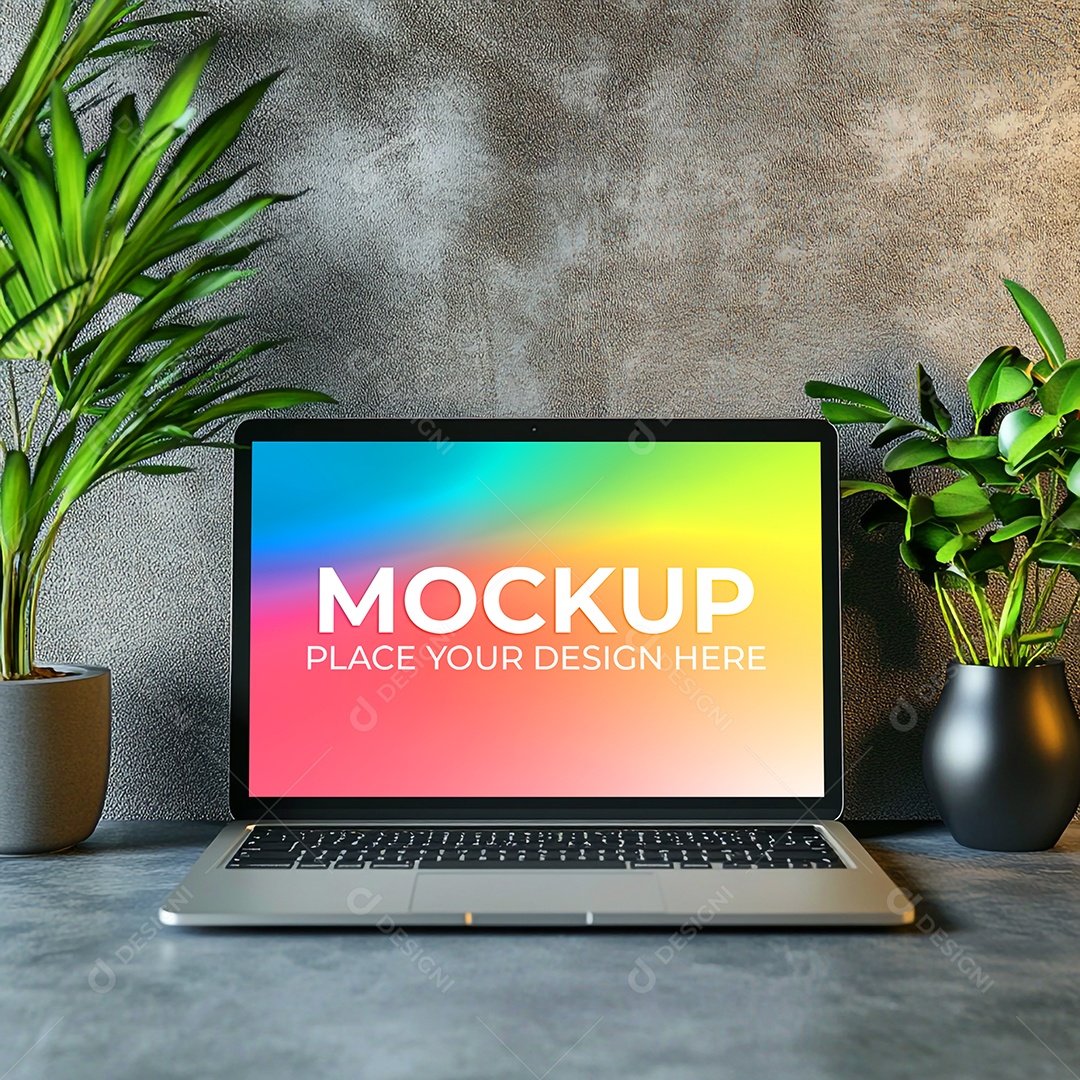 Notebook Mockup Comunicação Tecnologia Internet Frente PSD Editável