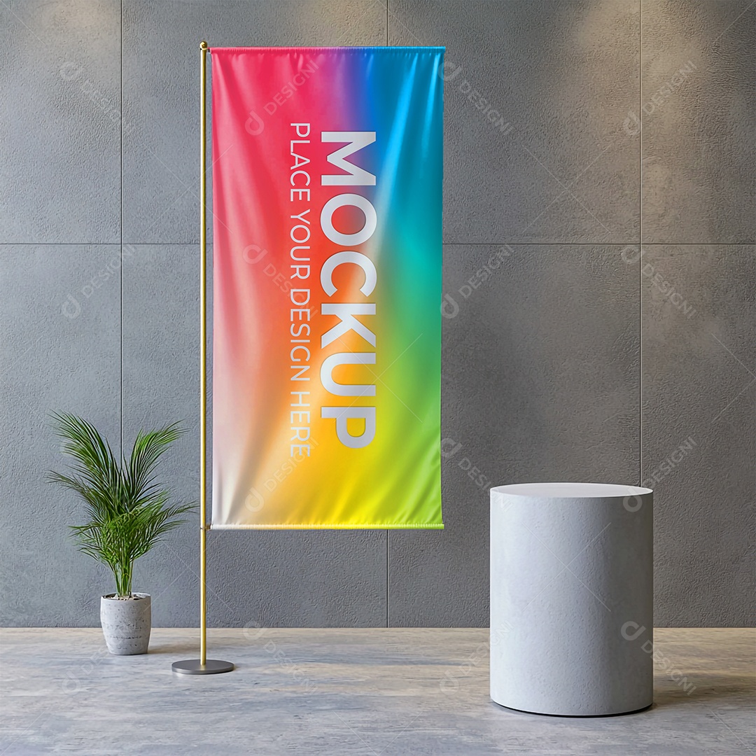 Mockup de Bandeira PSD Editável