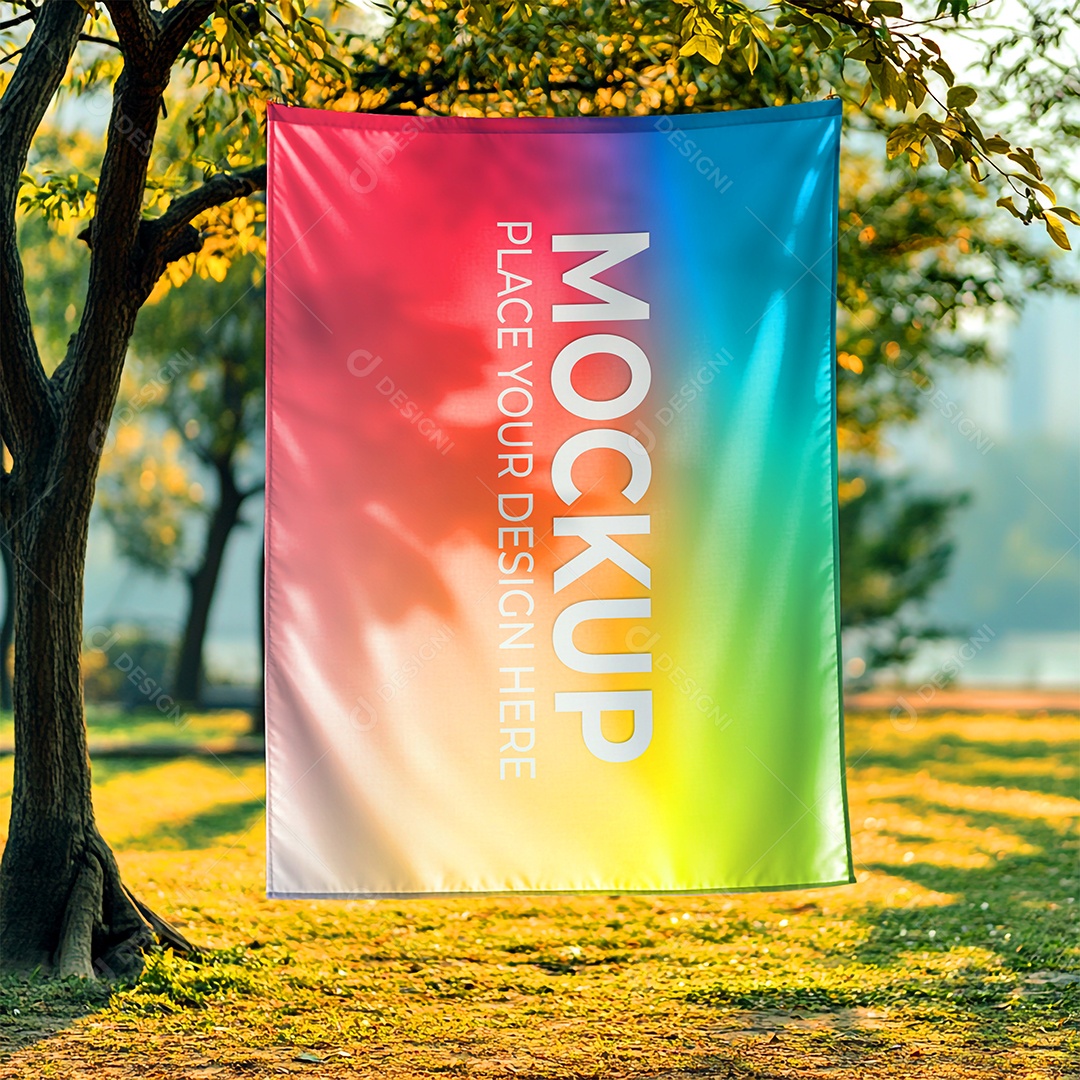 Mockup de Bandeira PSD Editável