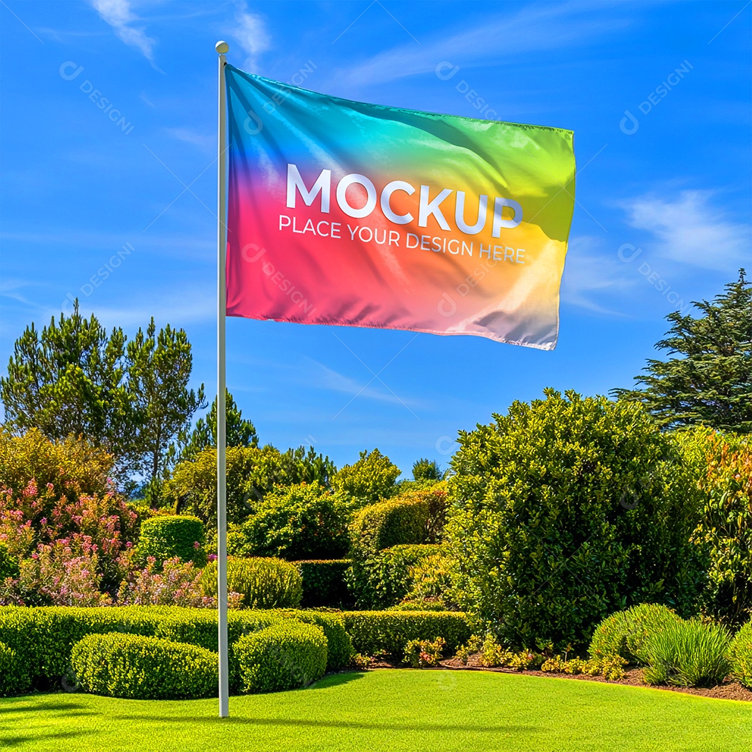 Mockup de Bandeira PSD Editável