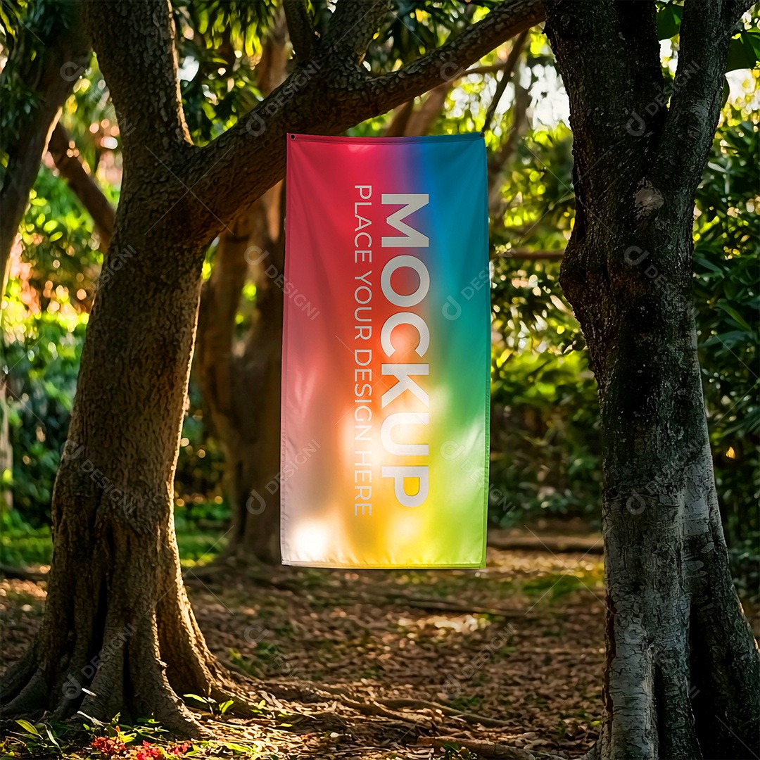 Mockup de Bandeira PSD Editável