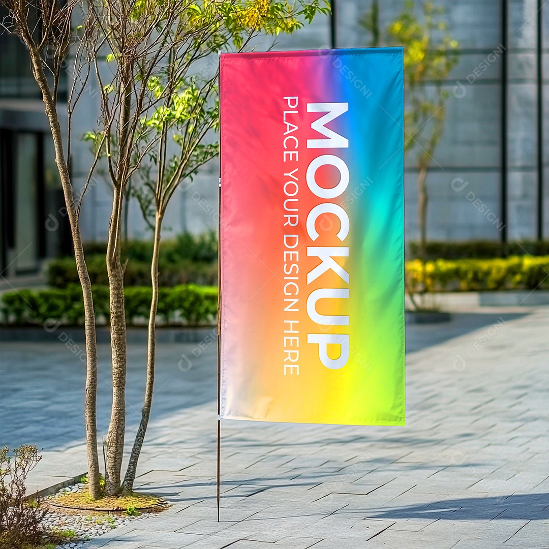 Mockup de Bandeira PSD Editável