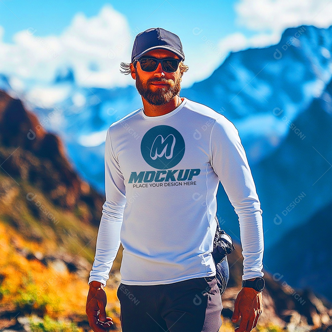 Mockup de Camisa Gola O PSD Editável