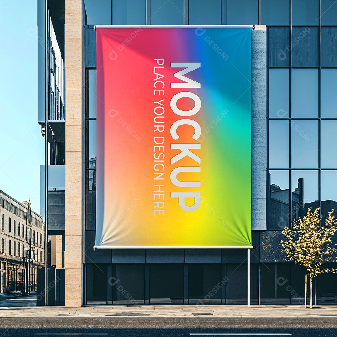 Mockup de Bandeira PSD Editável