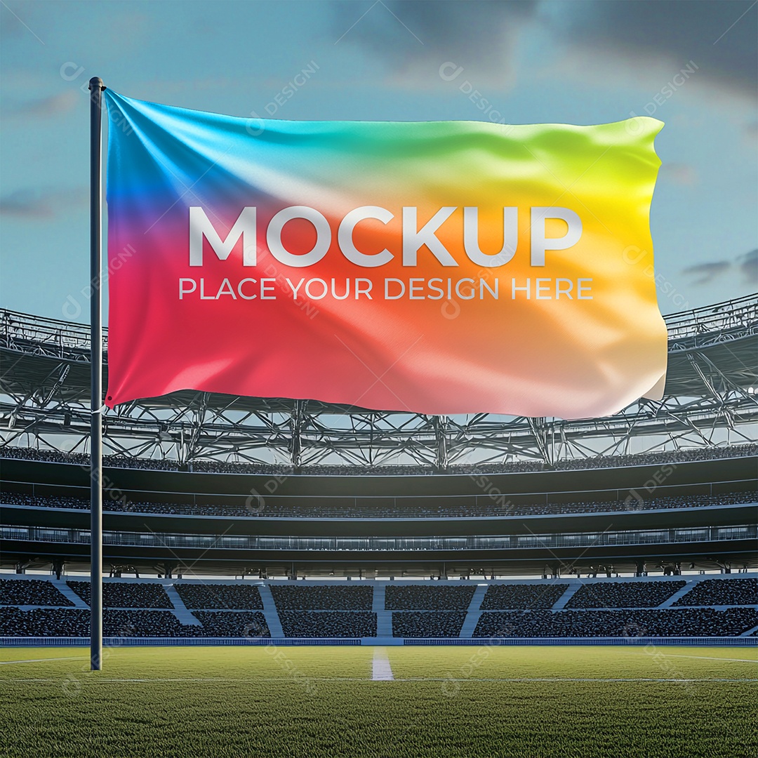 Mockup de Bandeira PSD Editável