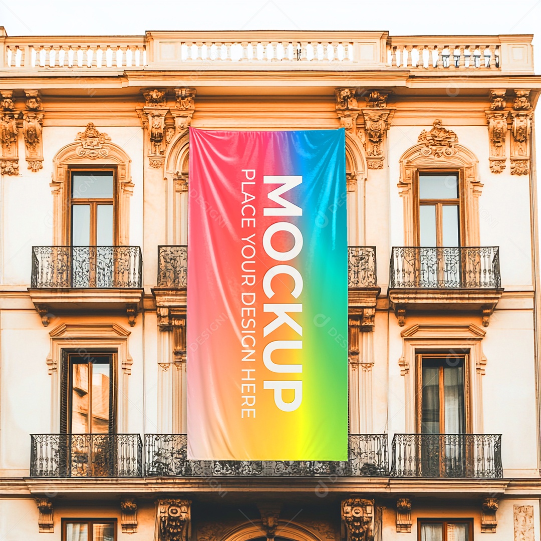 Mockup de Bandeira PSD Editável