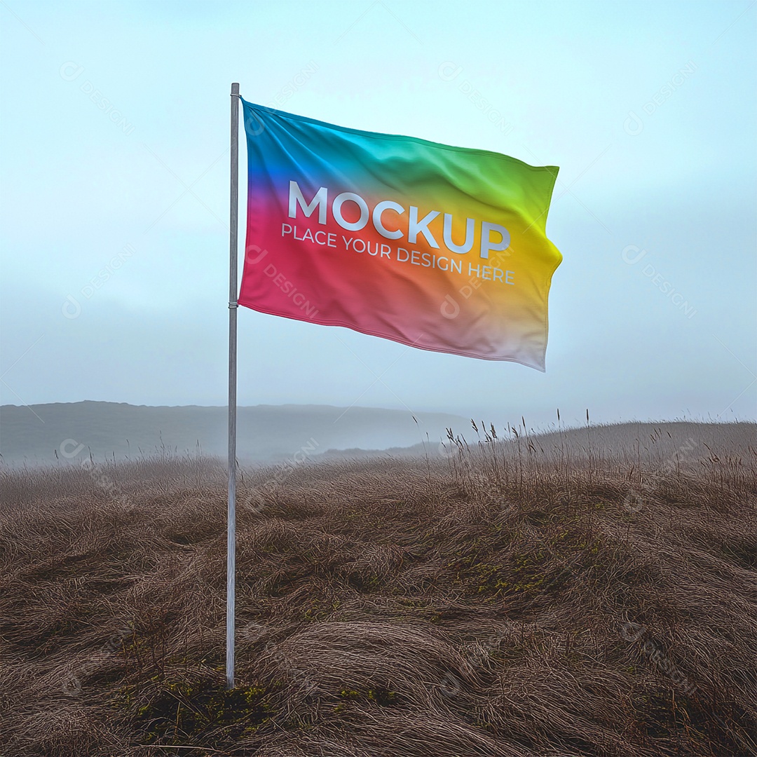 Mockup de Bandeira PSD Editável