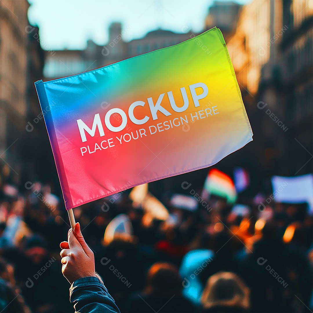 Mockup de Bandeira PSD Editável