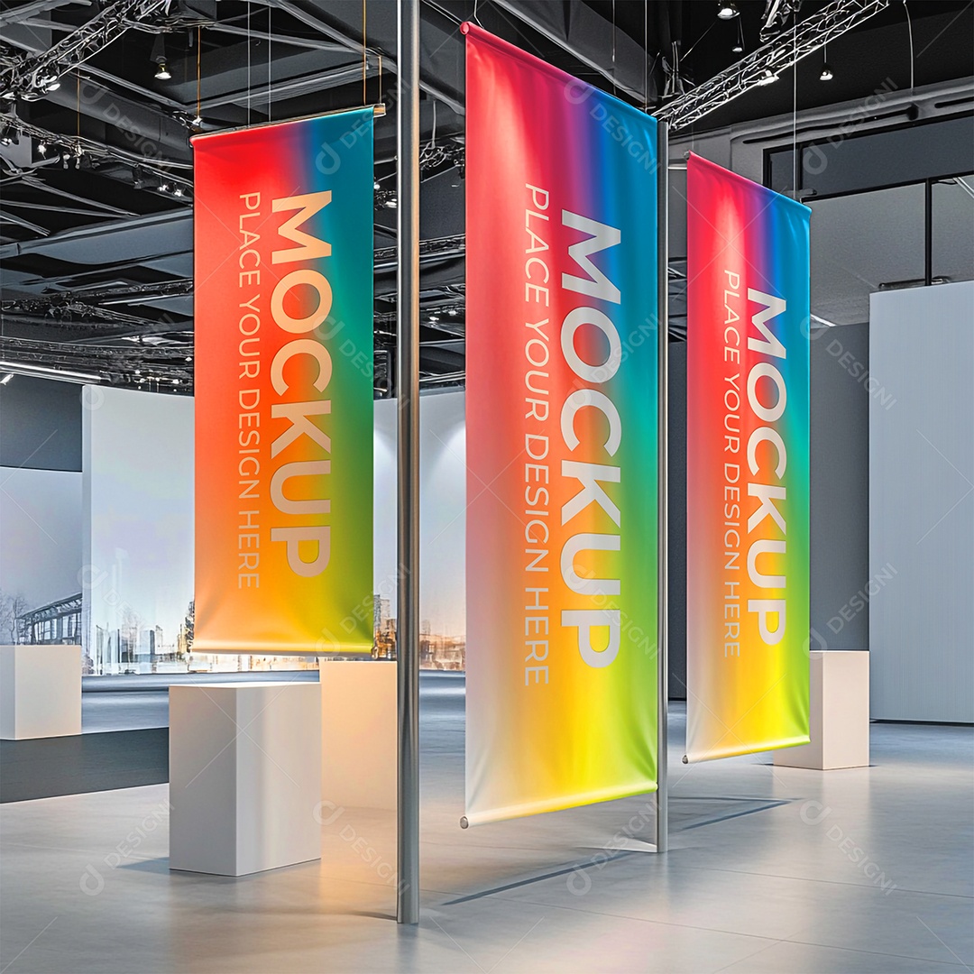 Mockup de Bandeira PSD Editável