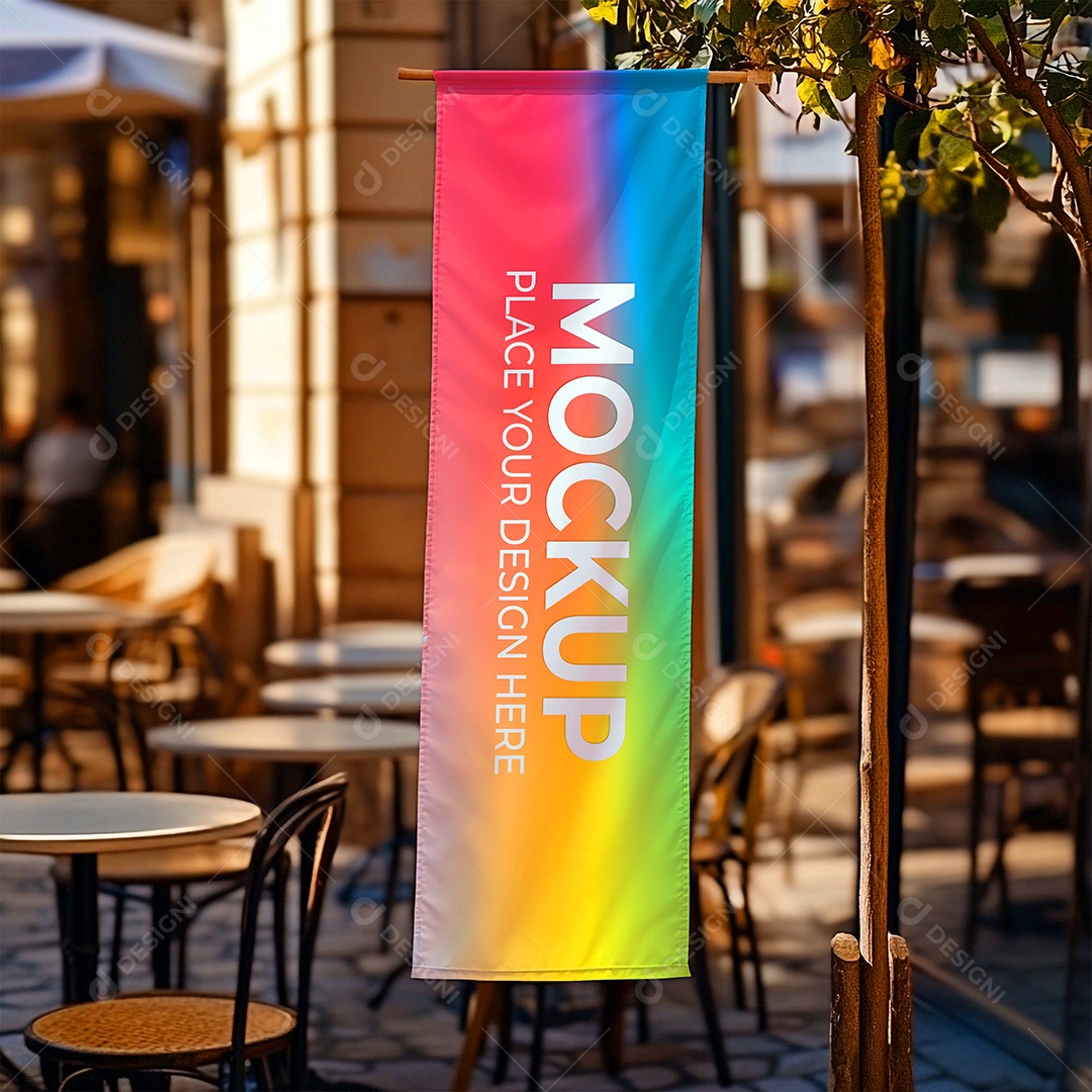 Mockup de Bandeira PSD Editável