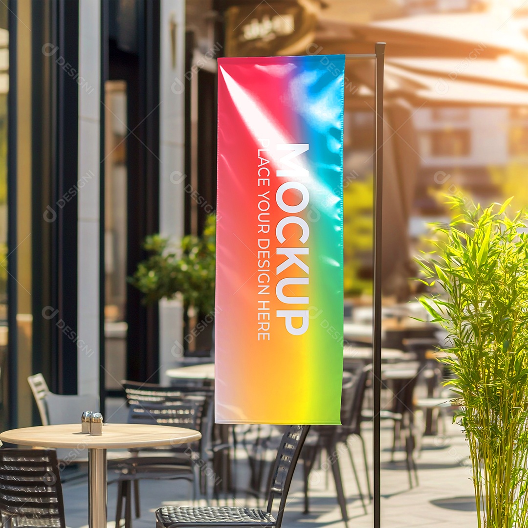 Mockup de Bandeira PSD Editável