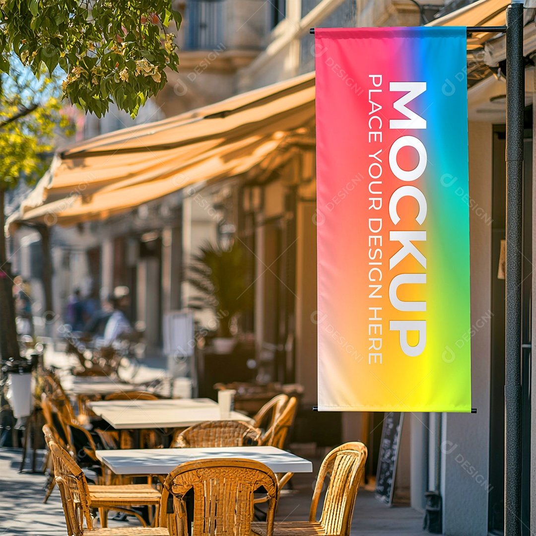 Mockup de Bandeira PSD Editável