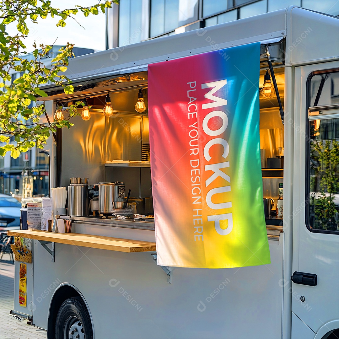 Mockup de Bandeira PSD Editável