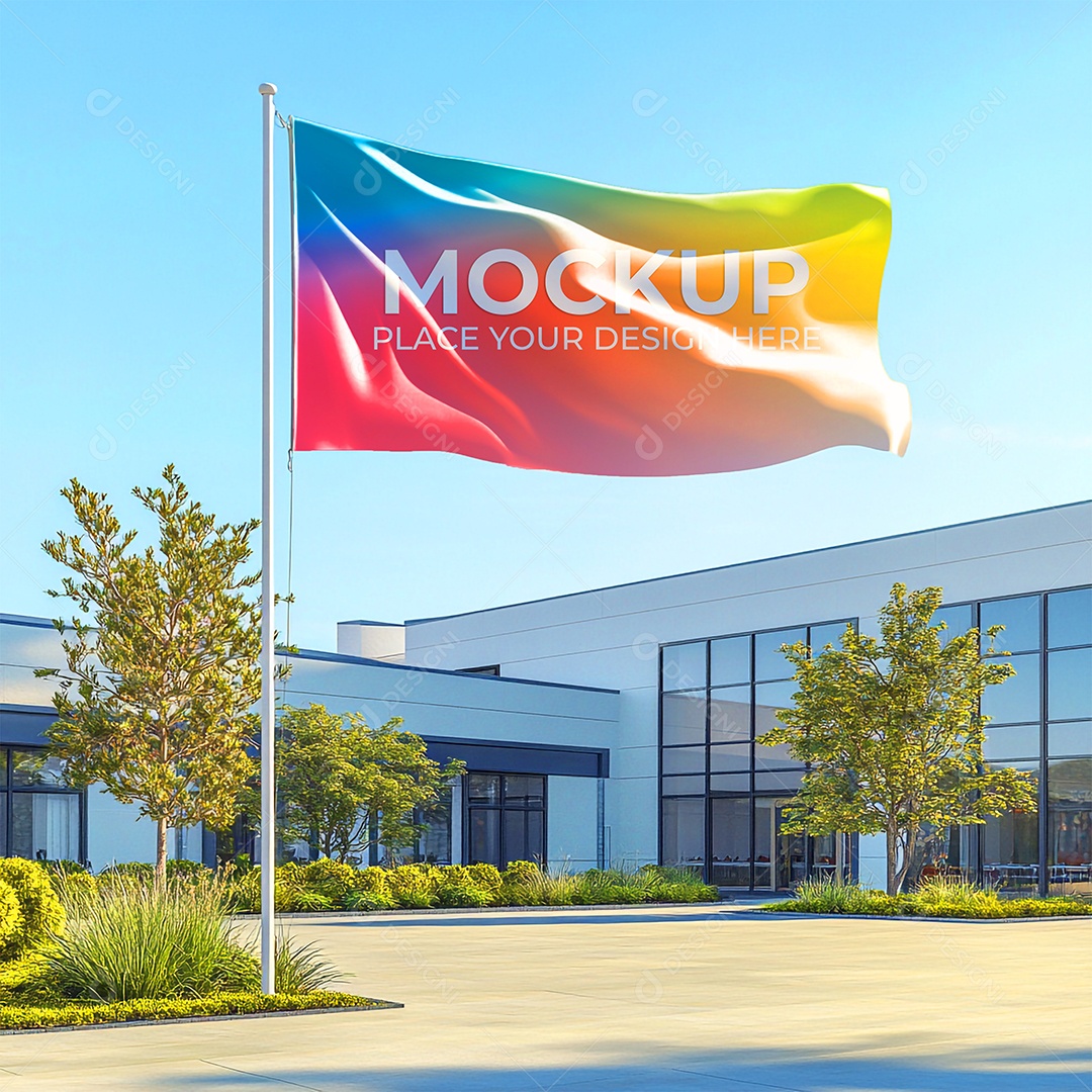 Mockup de Bandeira PSD Editável