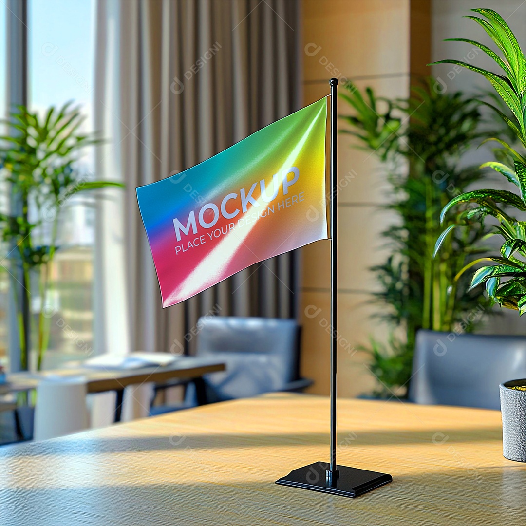 Mockup de Bandeira PSD Editável