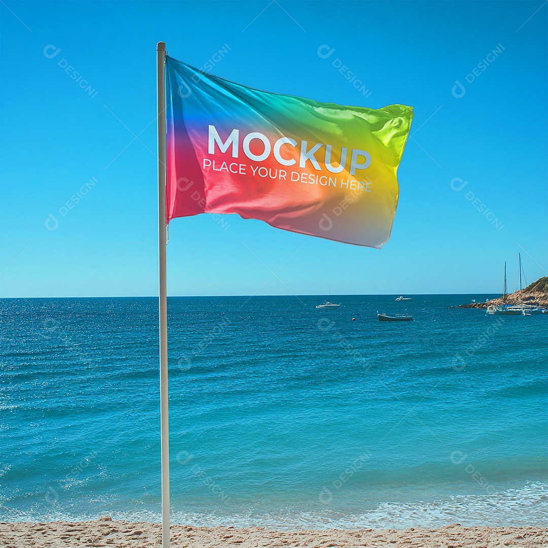 Mockup de Bandeira PSD Editável