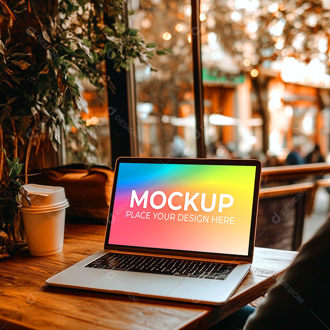 Notebook Mockup Comunicação Tecnologia Internet Frente PSD Editável