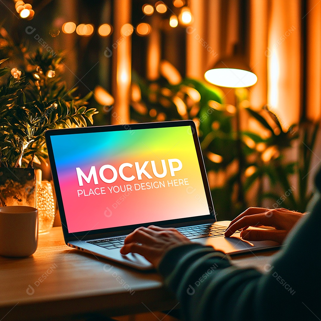 Notebook Mockup Comunicação Tecnologia Internet Frente PSD Editável