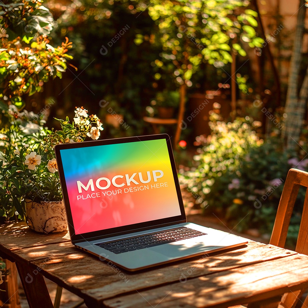 Notebook Mockup Comunicação Tecnologia Internet Frente PSD Editável