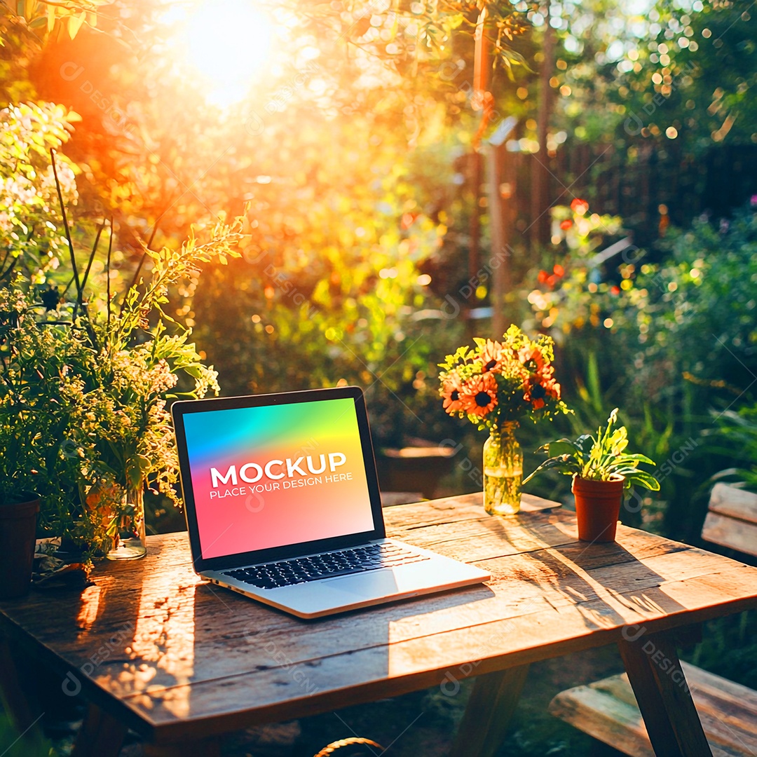 Notebook Mockup Comunicação Tecnologia Internet Frente PSD Editável